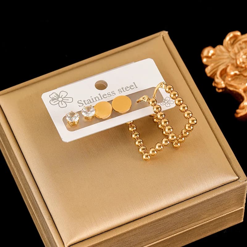 Комплект обеци с мотив маргаритка, позлатени 18K