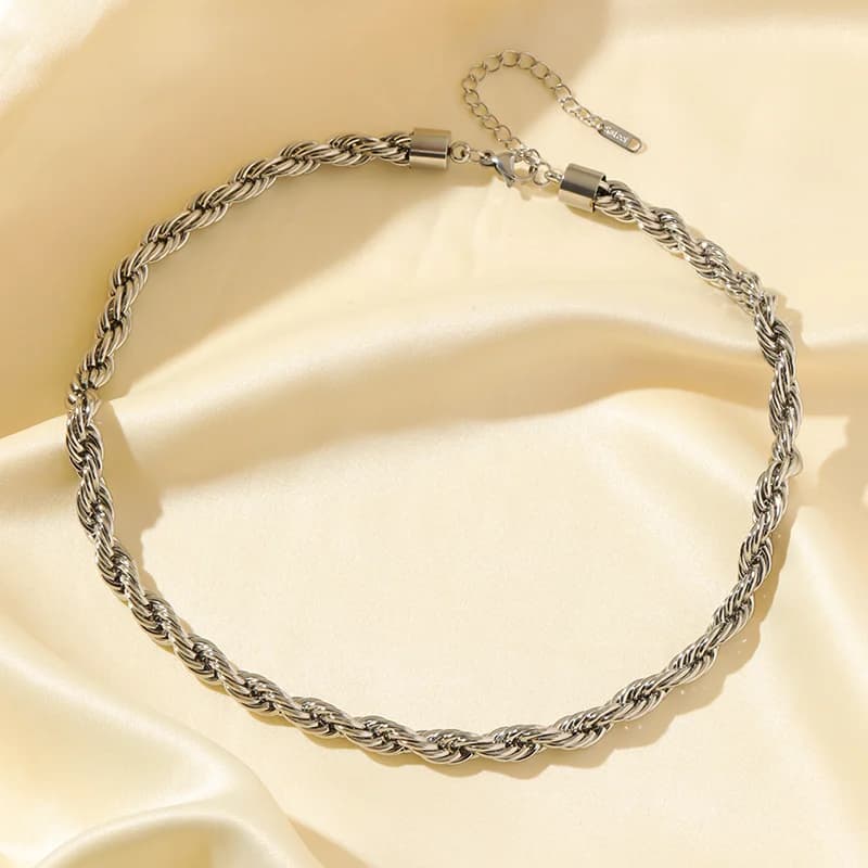 8mm масивна верижна огърлица, позлатена с 18K